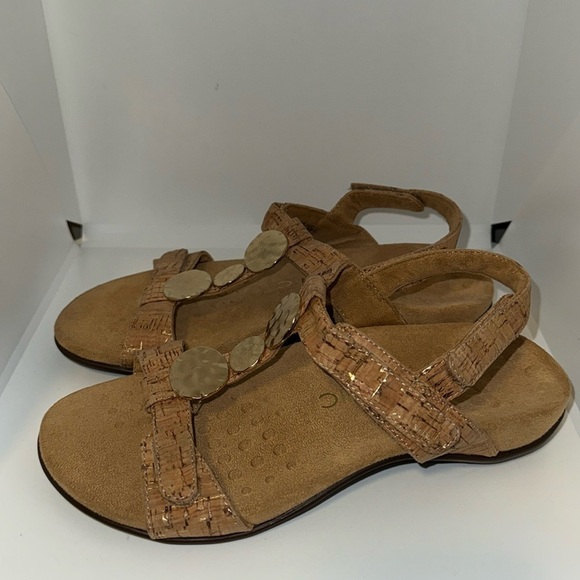 VIONIC Farra Gold Cork Strappy Sandals Women’s Size 7 Wide 7W - Picture 1 of 10
